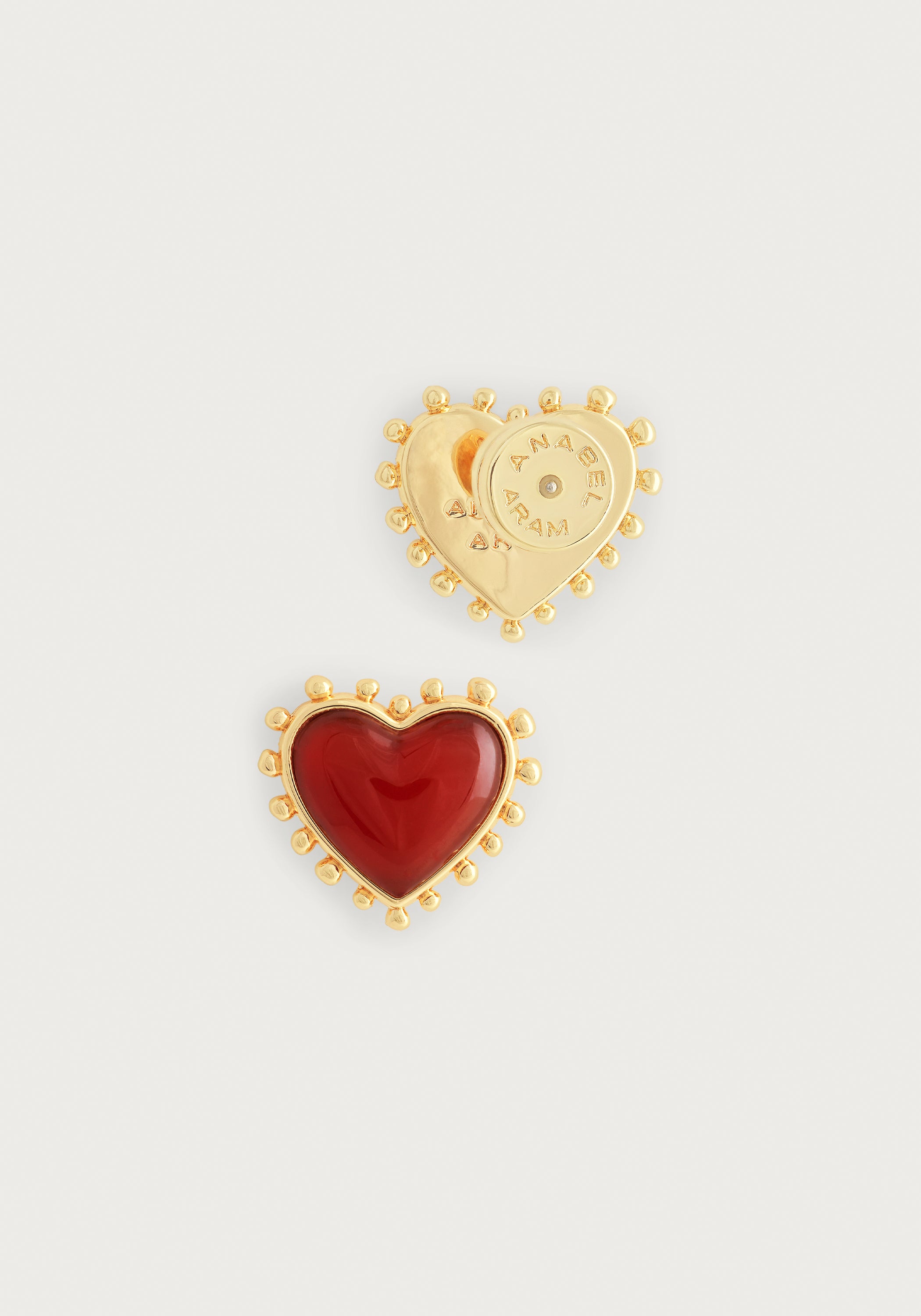 Heart With Stone Stud Earrings