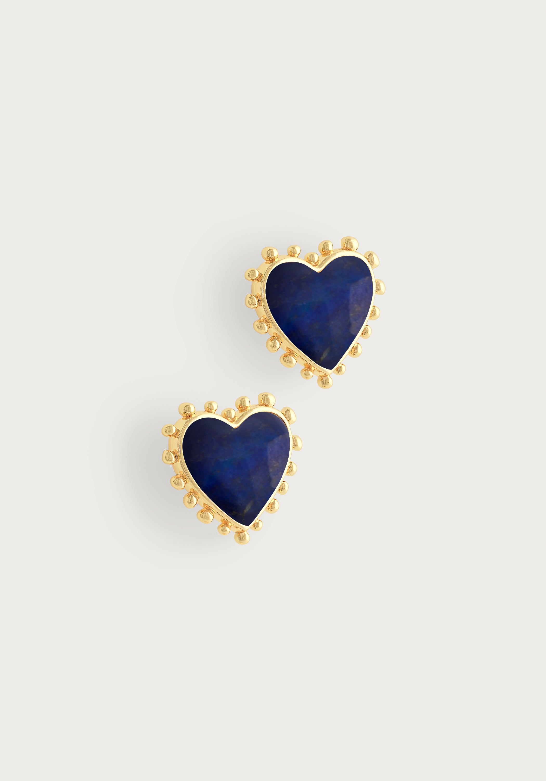 Heart With Stone Stud Earrings