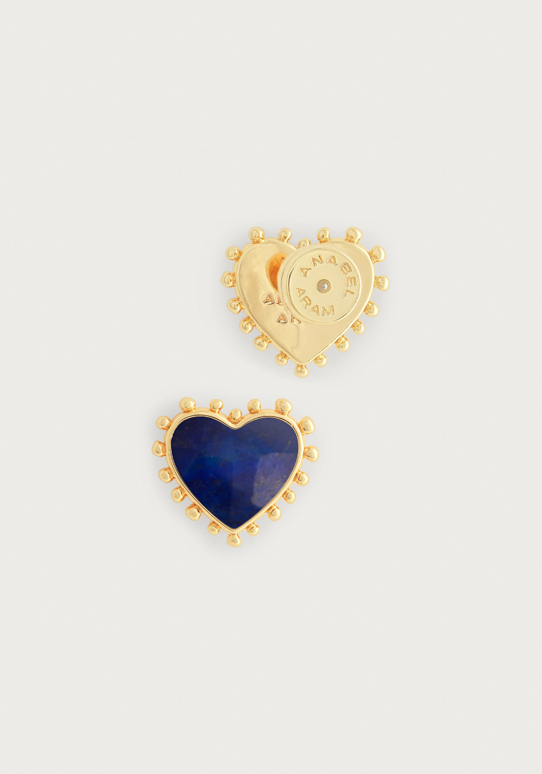 Heart With Stone Stud Earrings