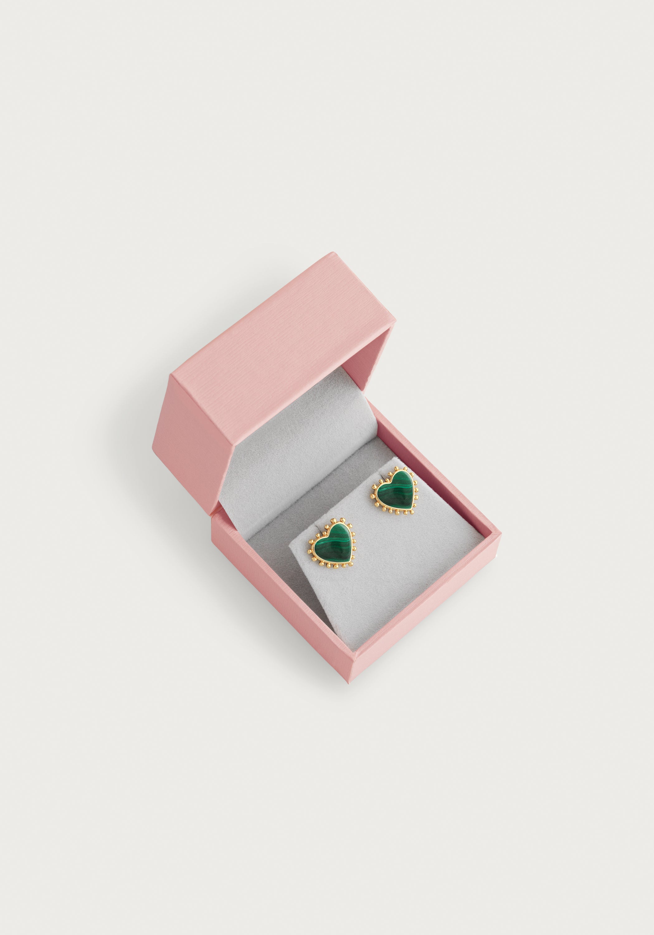 Heart With Stone Stud Earrings