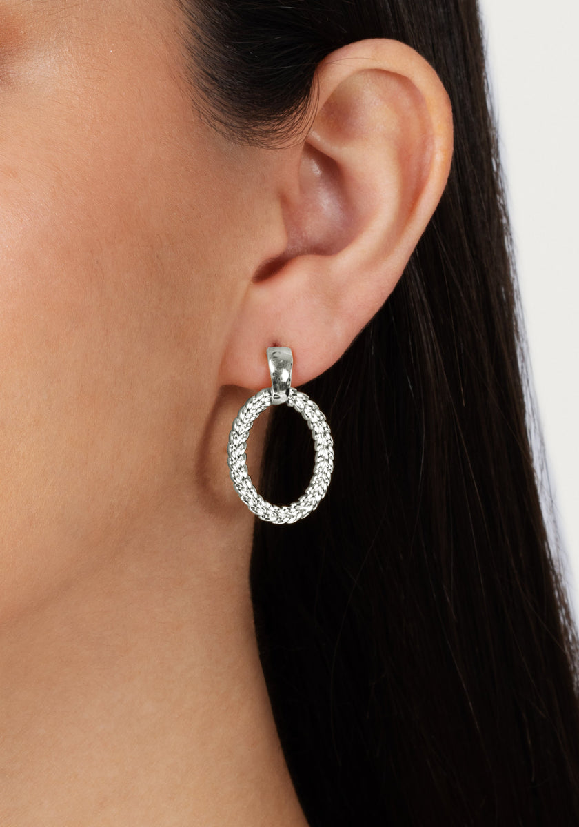 Cheval Ring Earrings, Silver - Anabel Aram