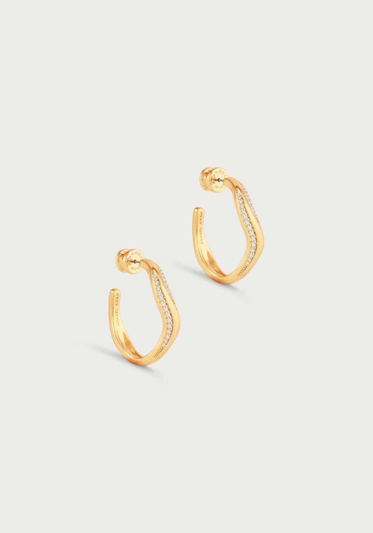 River Wave Pave Hoops, Gold