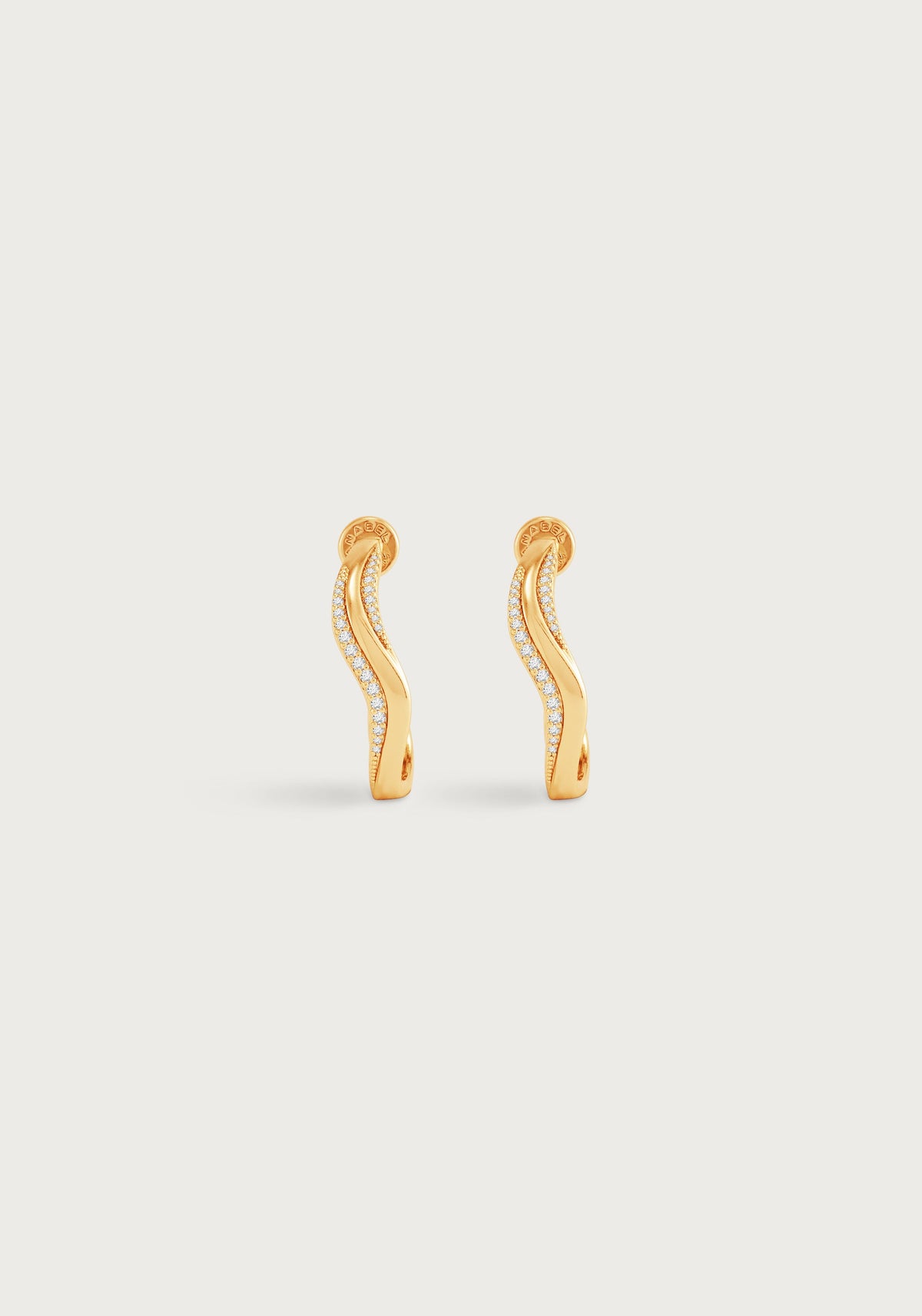 River Wave Pave Hoops, Gold