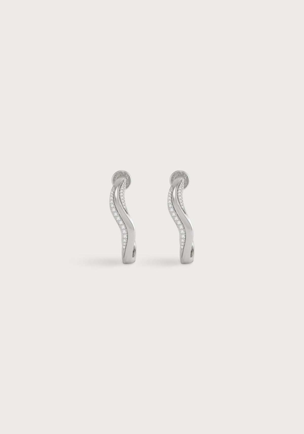 River Wave Pave Hoops, Silver