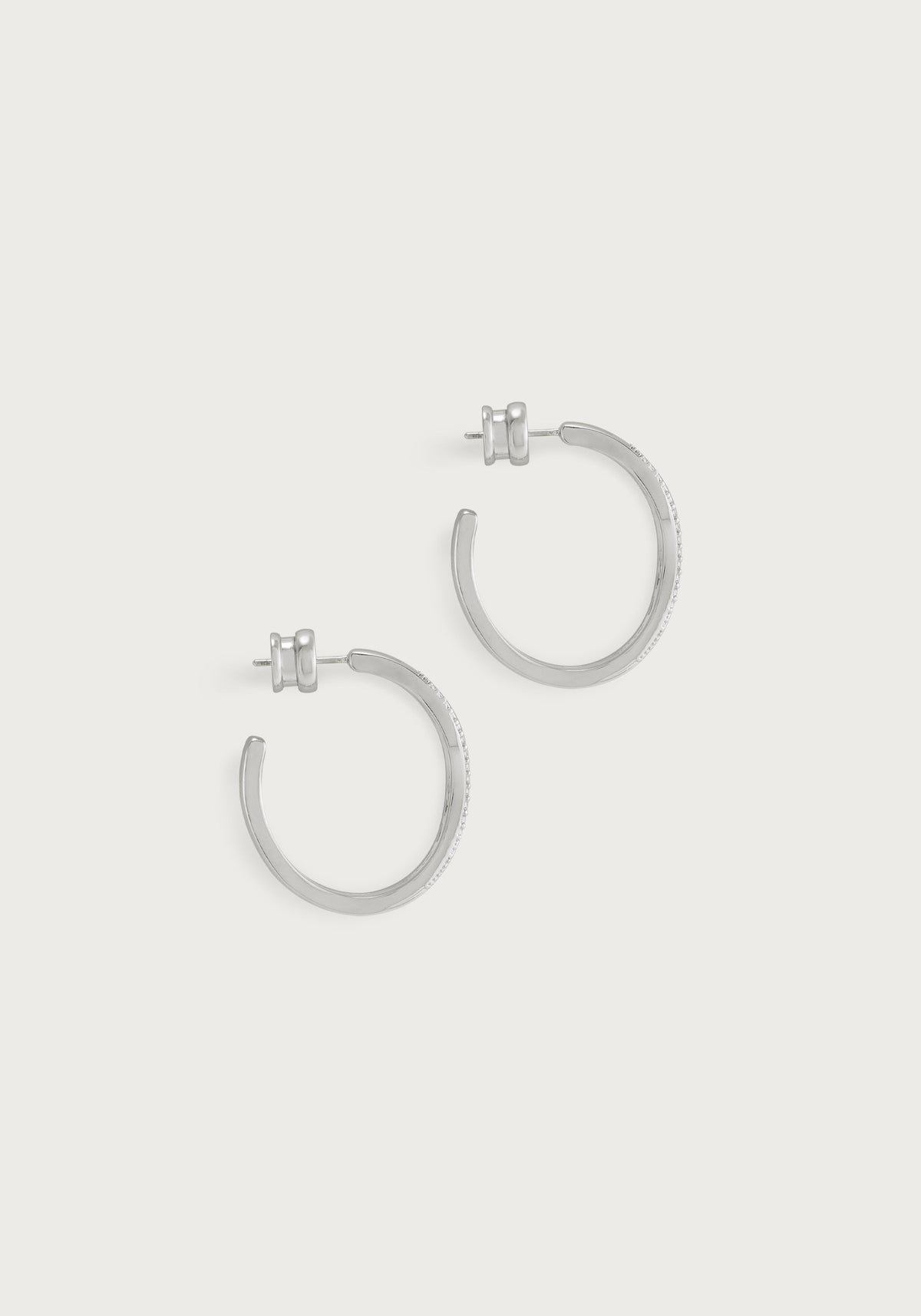 River Wave Pave Hoops, Silver