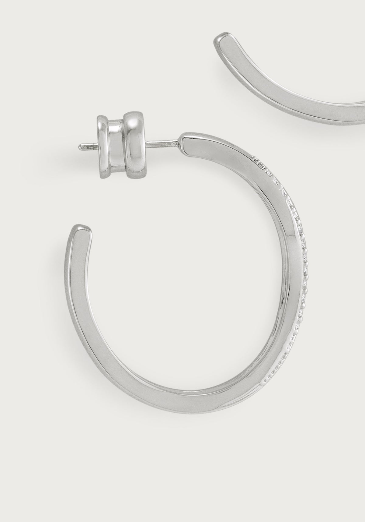 River Wave Pave Hoops, Silver