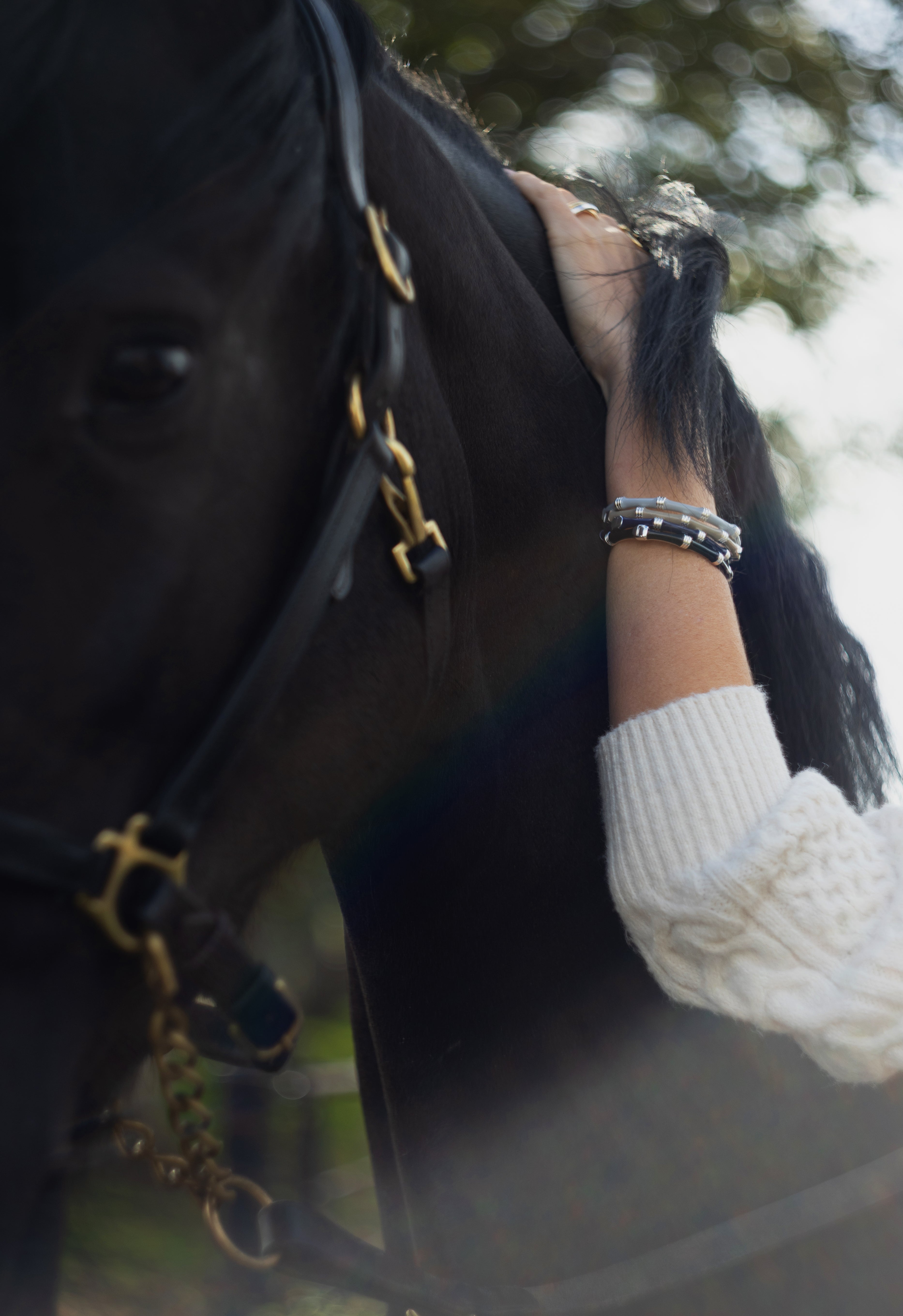Bamboo Enameled Hinged Bangle, Silver
