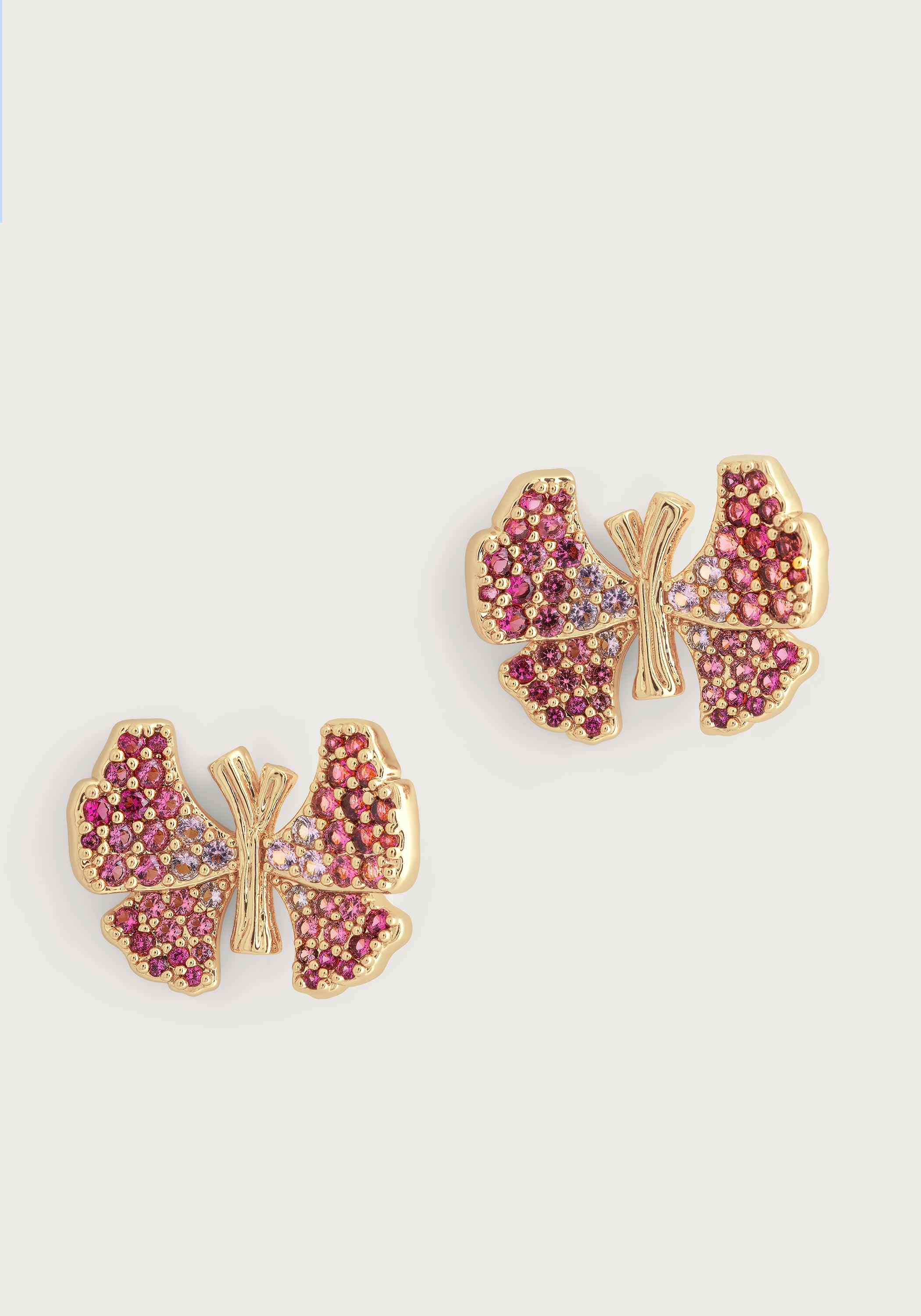 Butterfly Pink Pavé Stud Earrings
