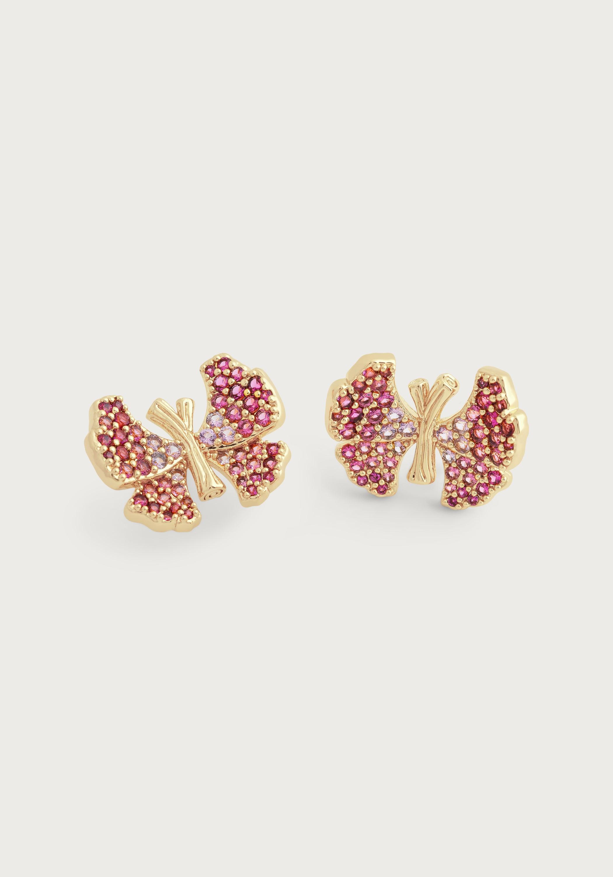 Butterfly Pink Pavé Stud Earrings