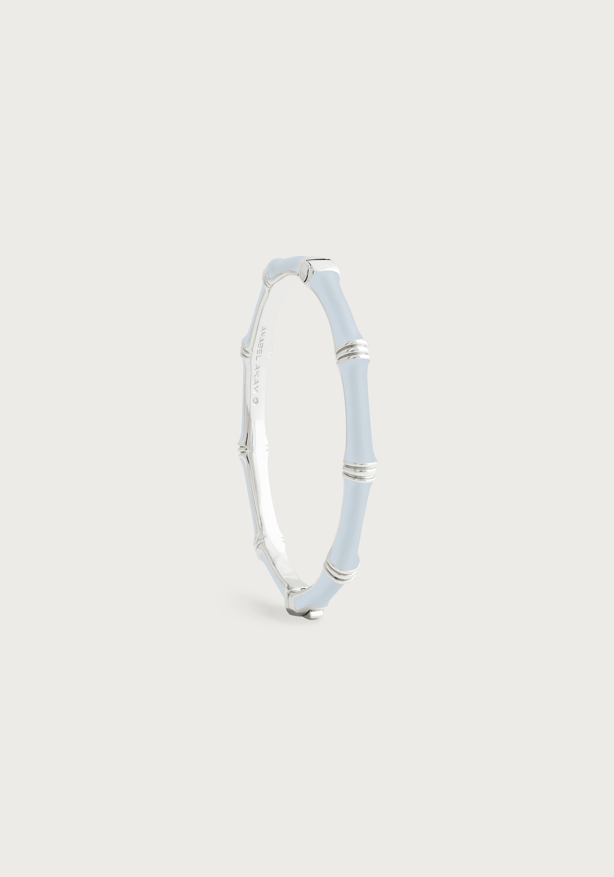 Bamboo Enameled Hinged Bangle, Silver
