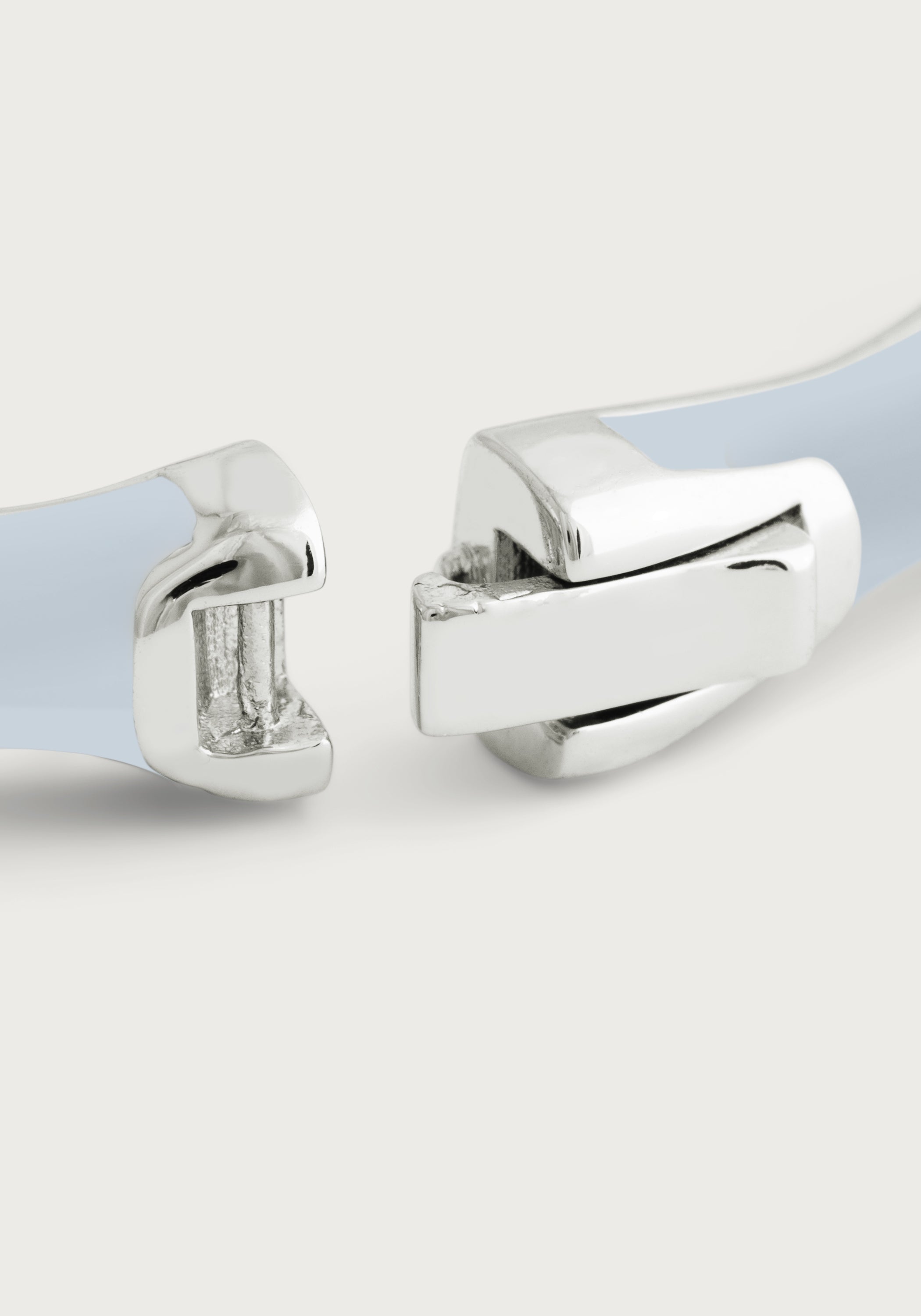 Bamboo Enameled Hinged Bangle, Silver