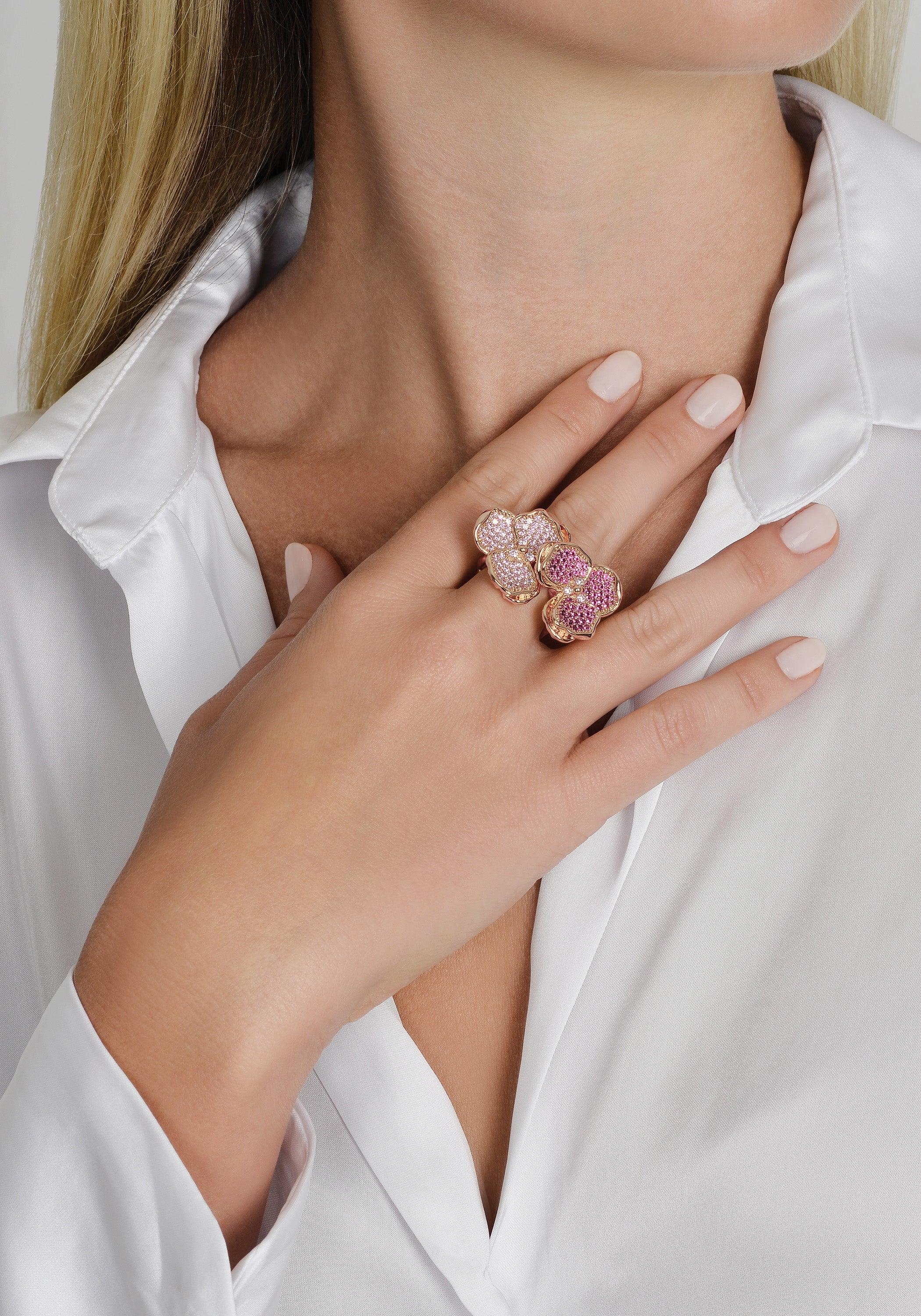 Double Orchid Pave Ring - Anabel Aram