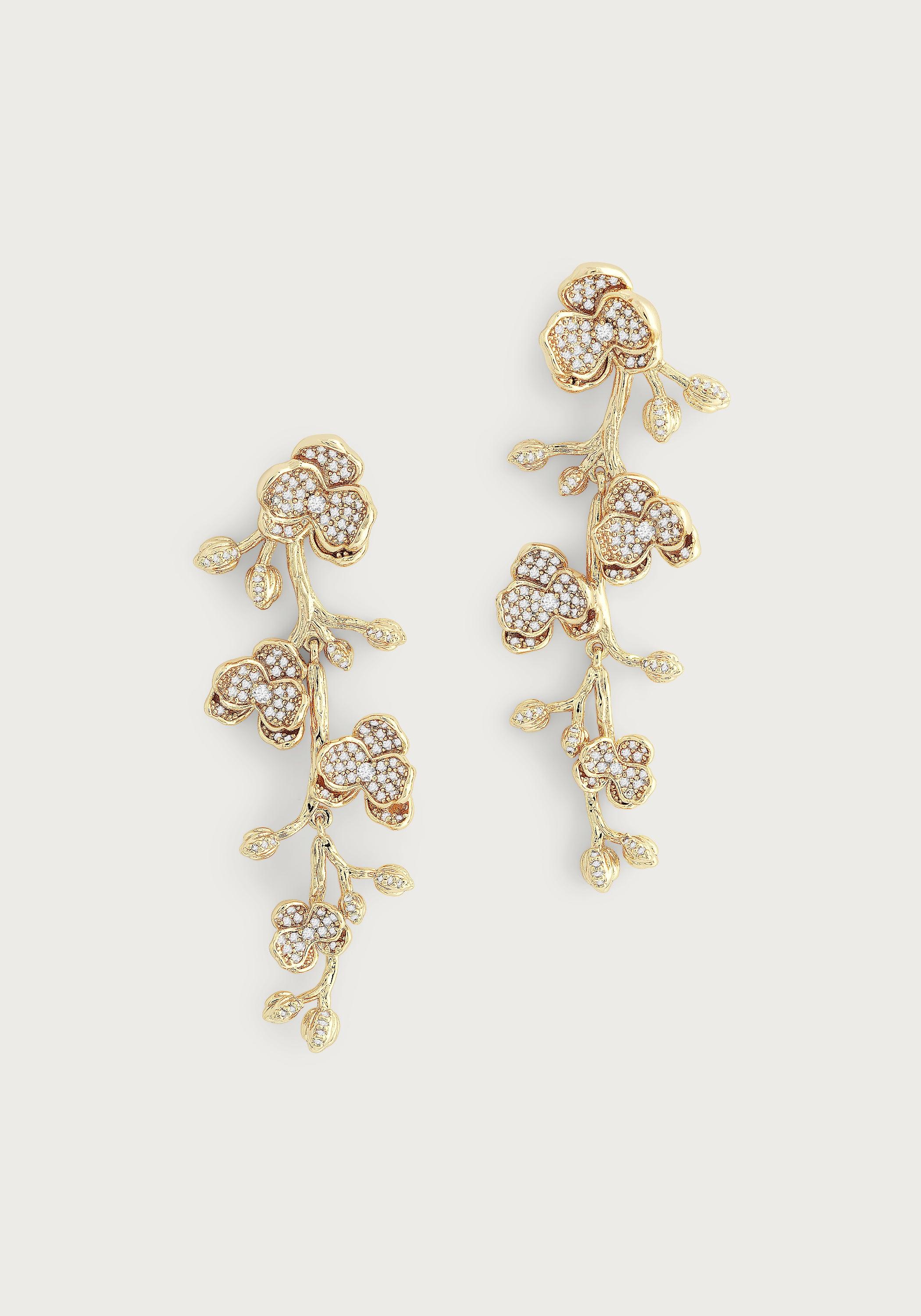Orchid Pavé Clear White Dangle Earrings