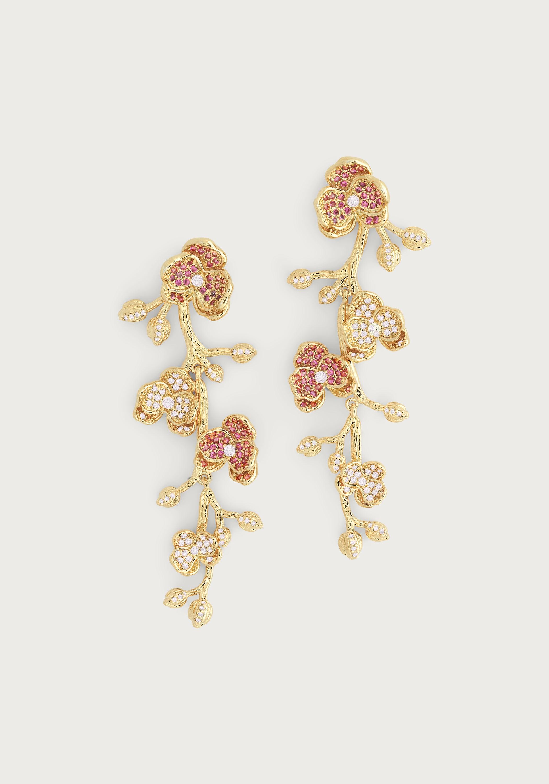 Orchid Pave Dangle Earrings - Anabel Aram