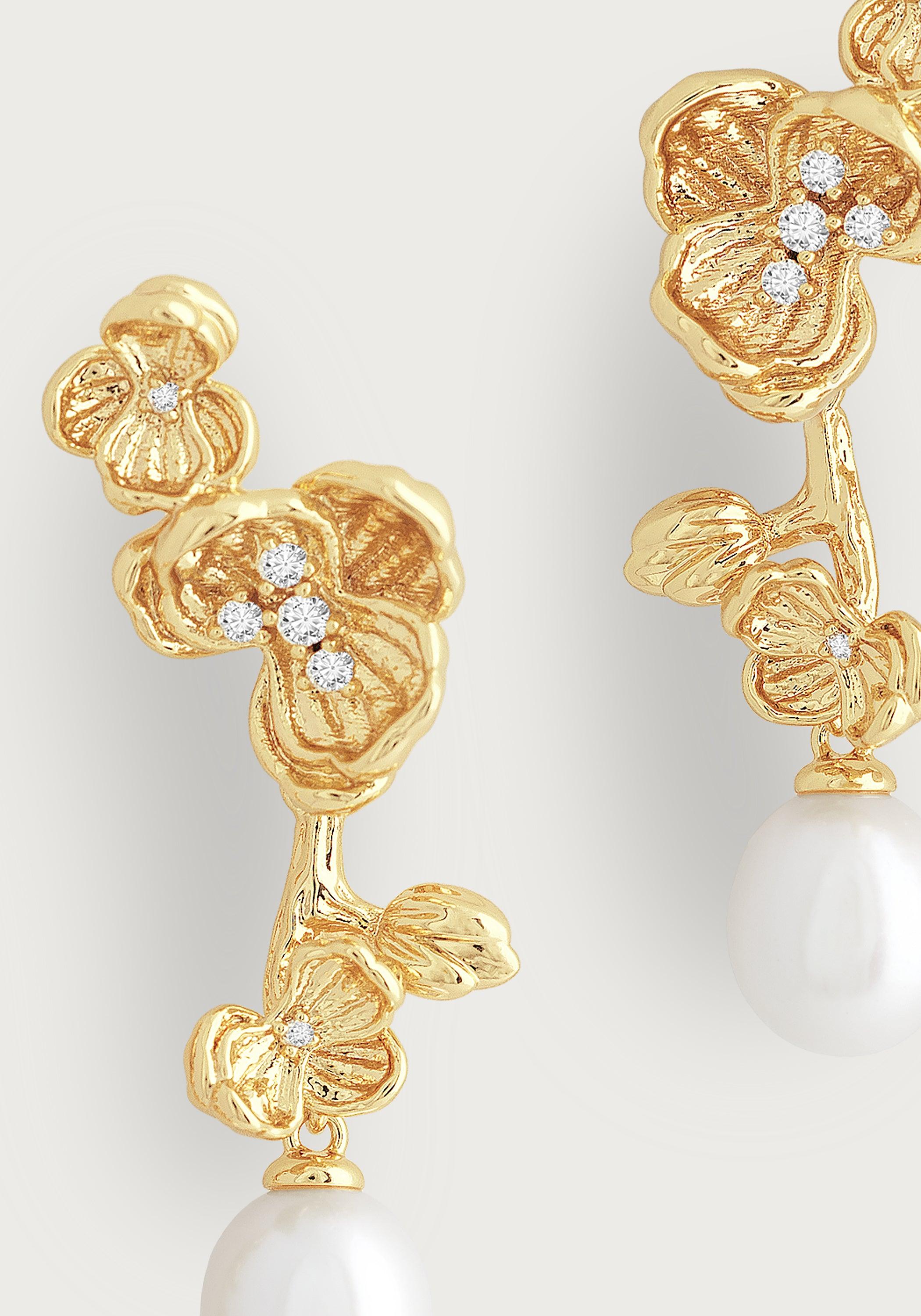 Orchid With Pearl Drop Earrings - Anabel Aram