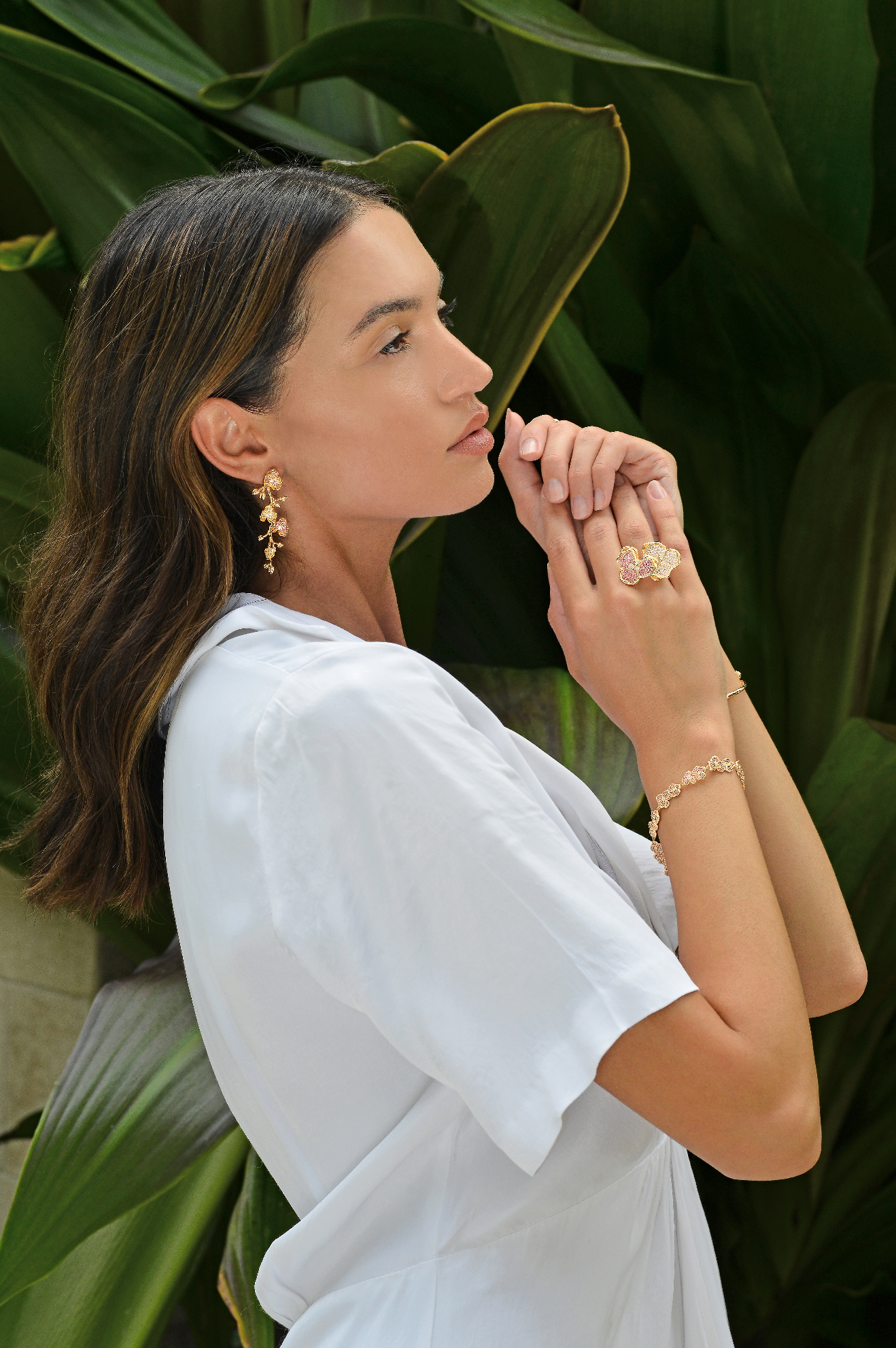 Orchid Double Pink Pavé Ring