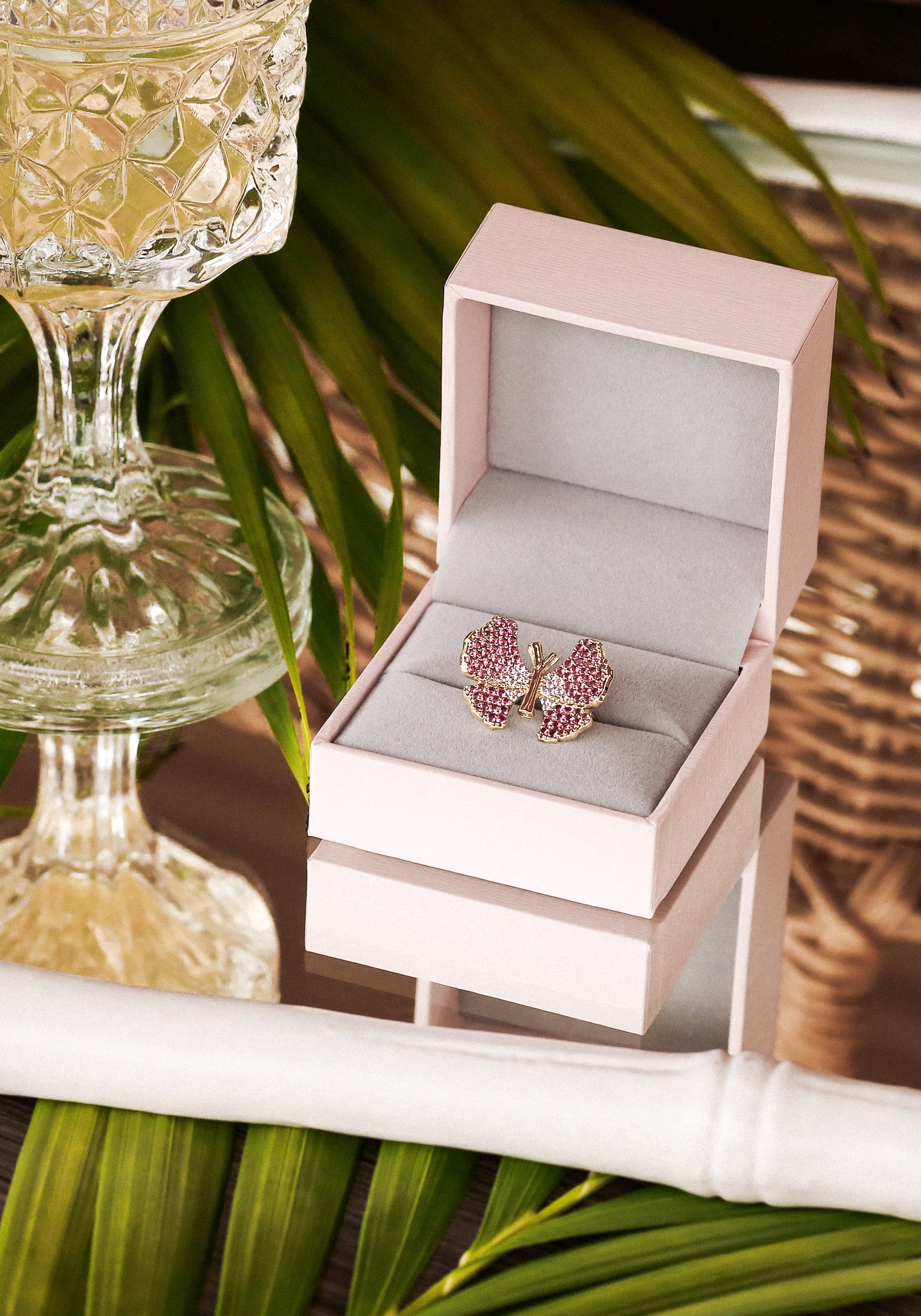 Butterfly Pink Pavé Ring