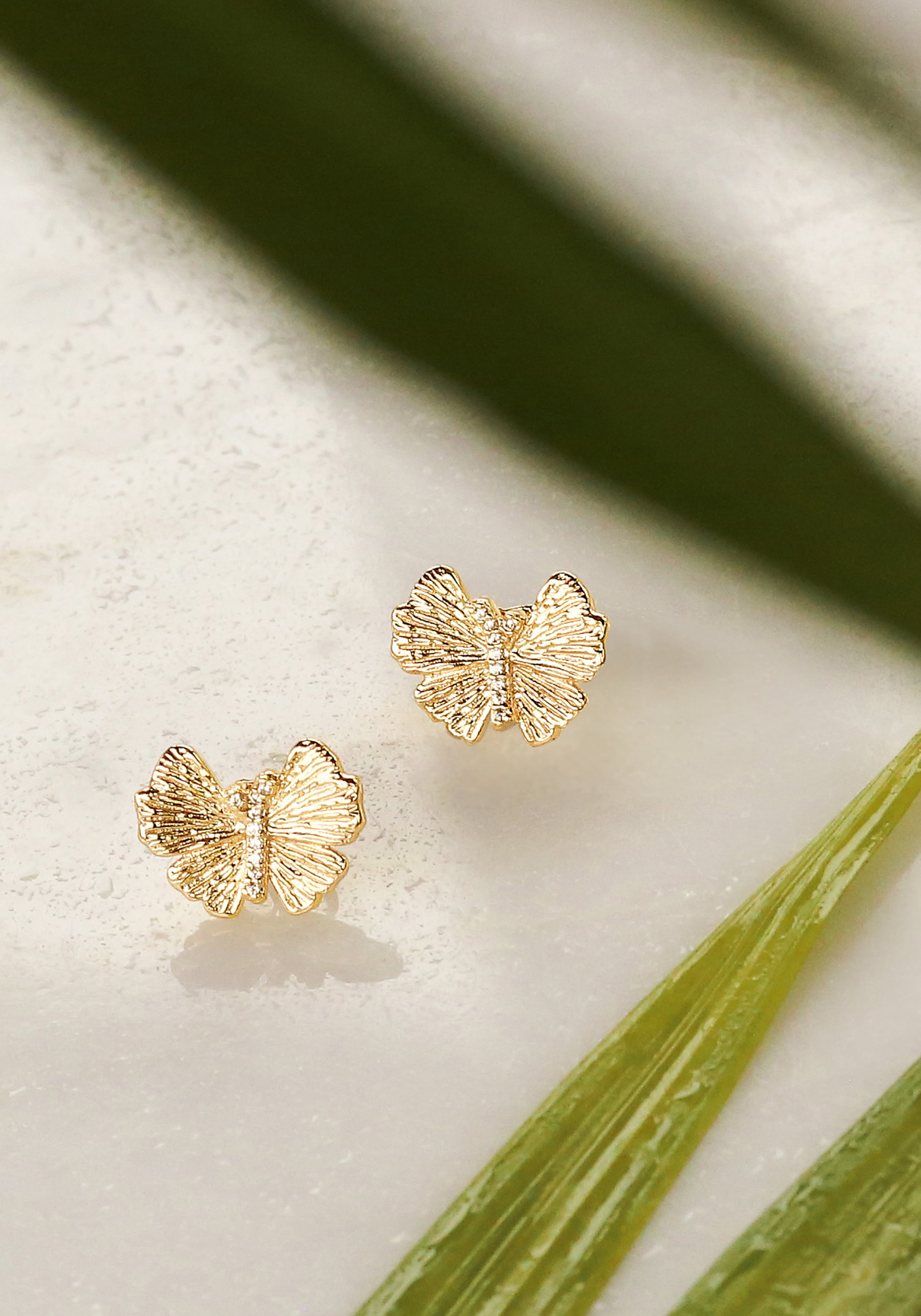Butterfly Stud Gold Earrings