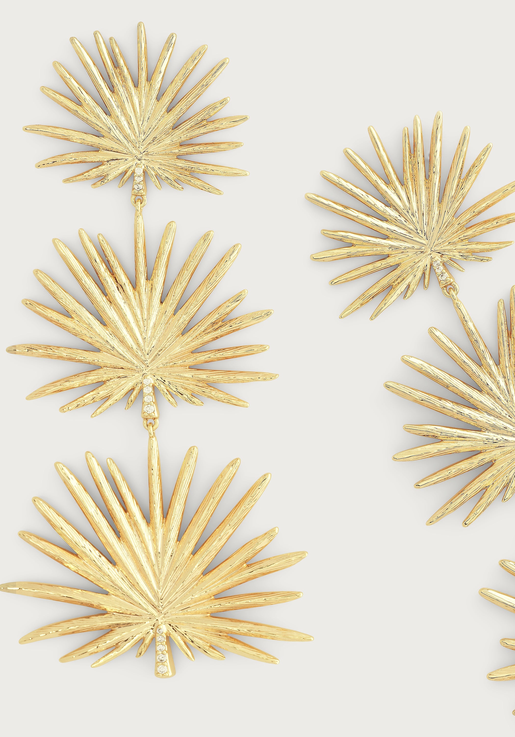 Triple Fan Palm Dangle Earrings