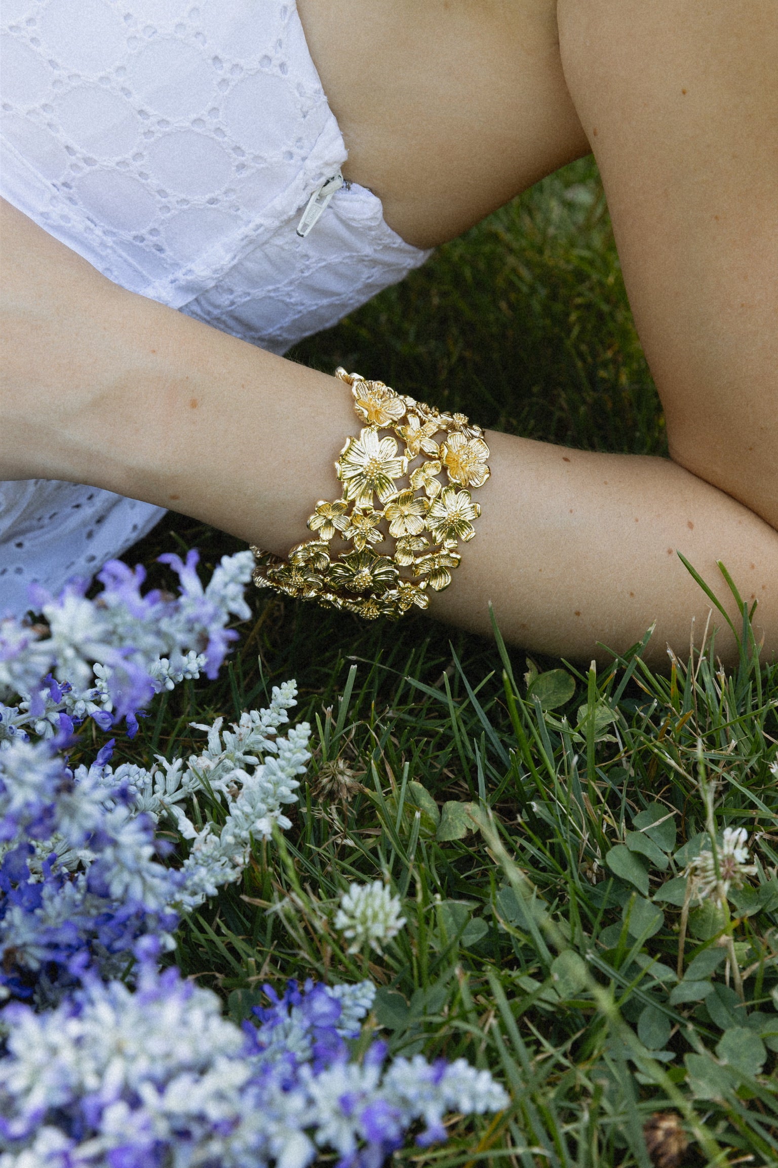 Wildflowers Gold Wide Cuff