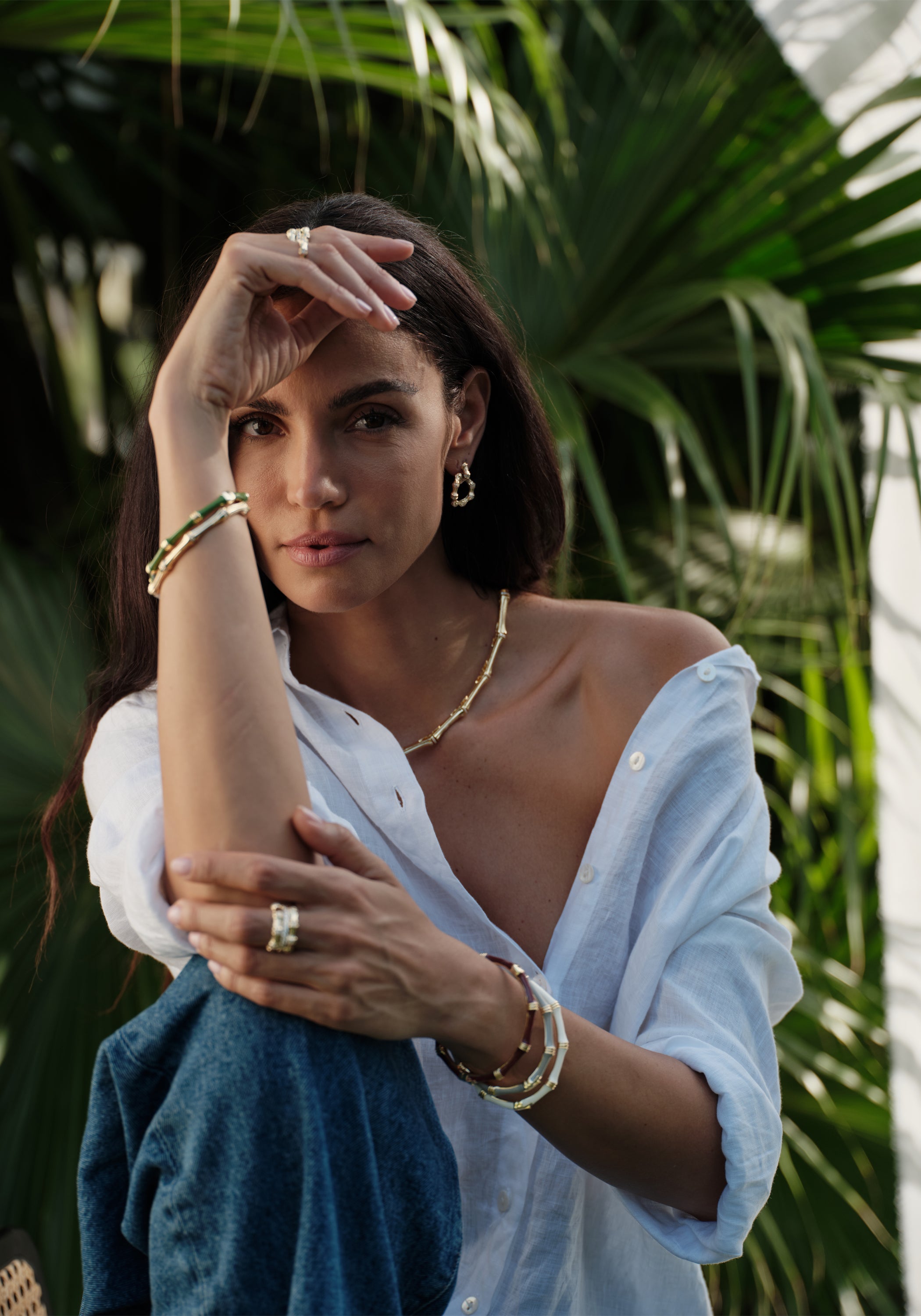 Bamboo Enameled Hinged Bangle