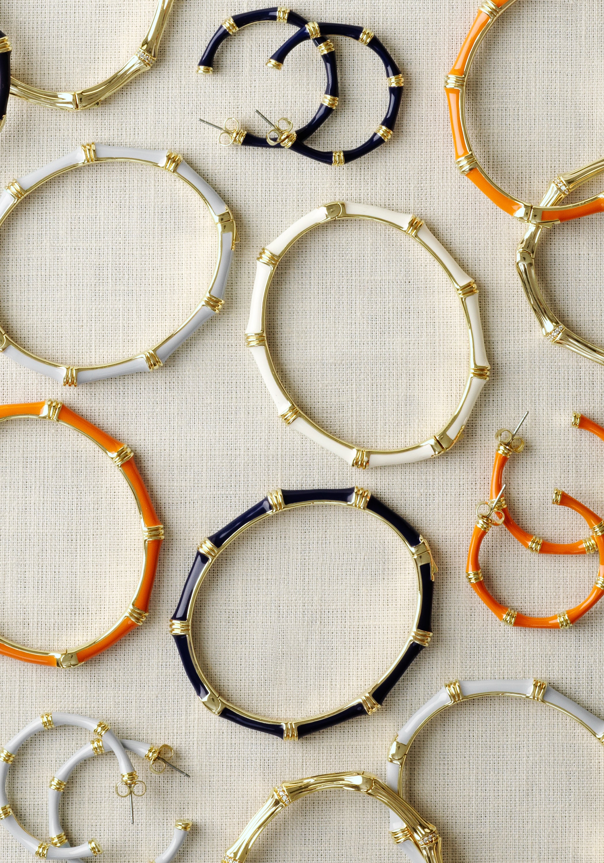 Bamboo Enameled Hoop Earrings