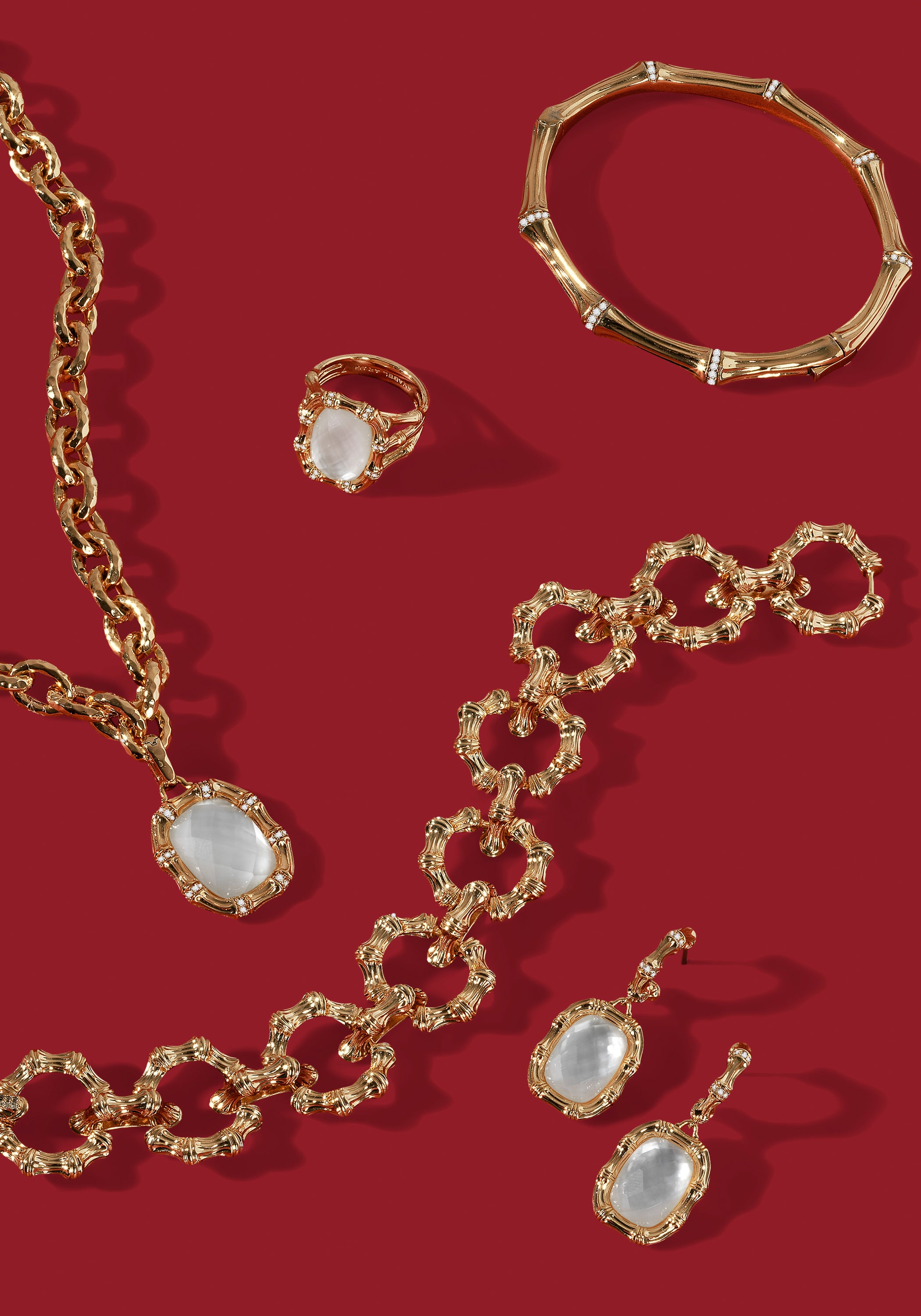 Bamboo With Stone Ring - Mother Of Pearl