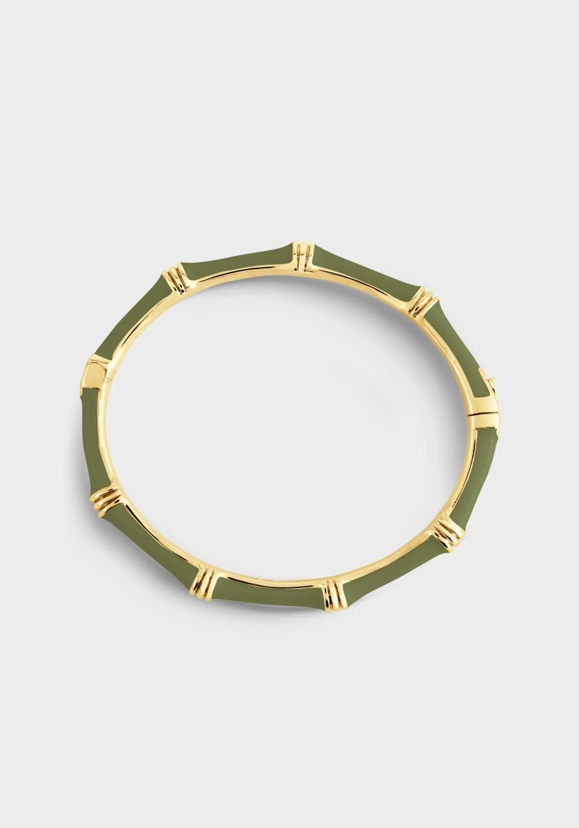 Bamboo Enameled Hinged Bangle - Anabel Aram