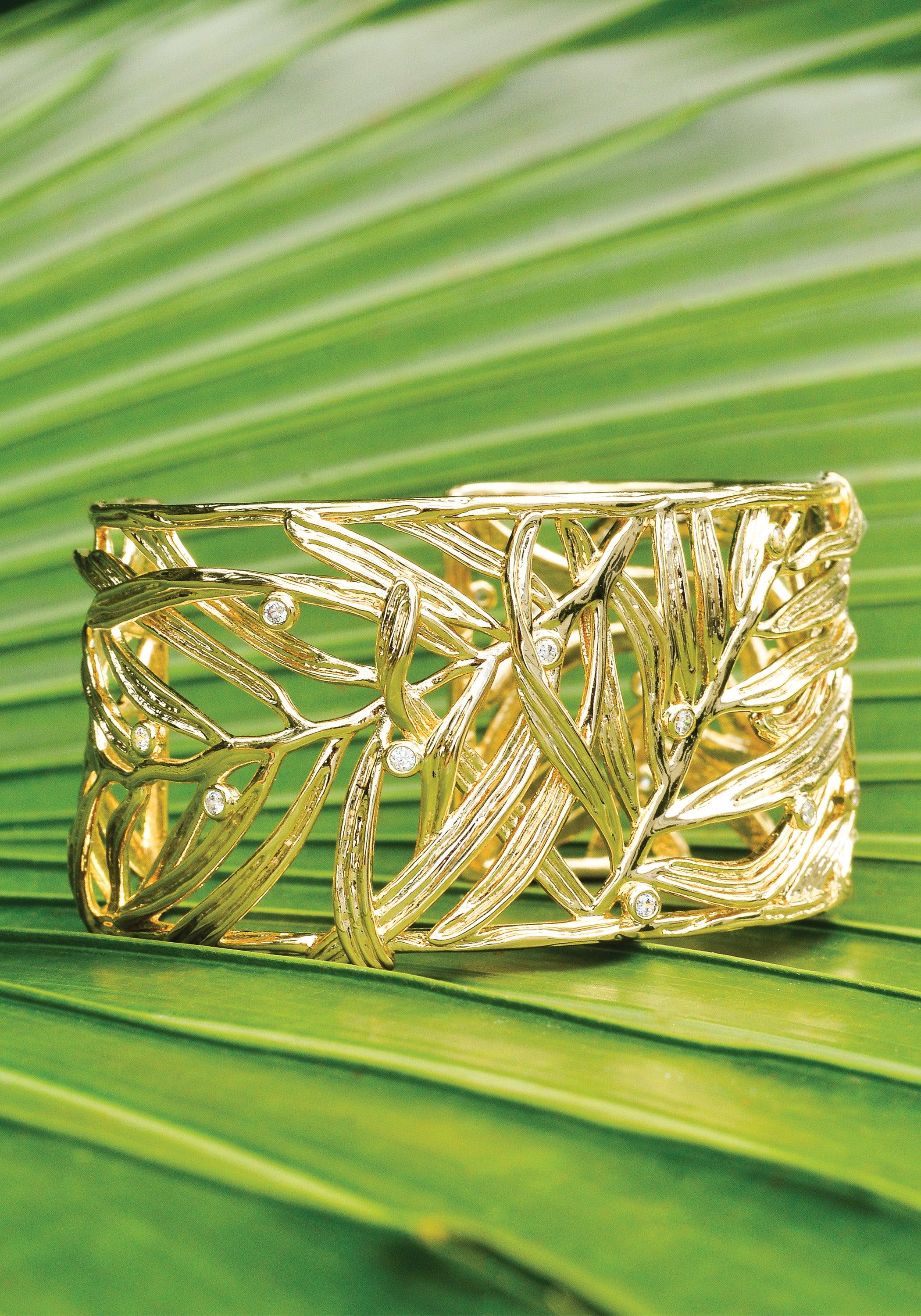 LV Nanogram Cuff Bangle with Diamantes and Crystal Stud - Bracelets/Bangles  - Jewellery