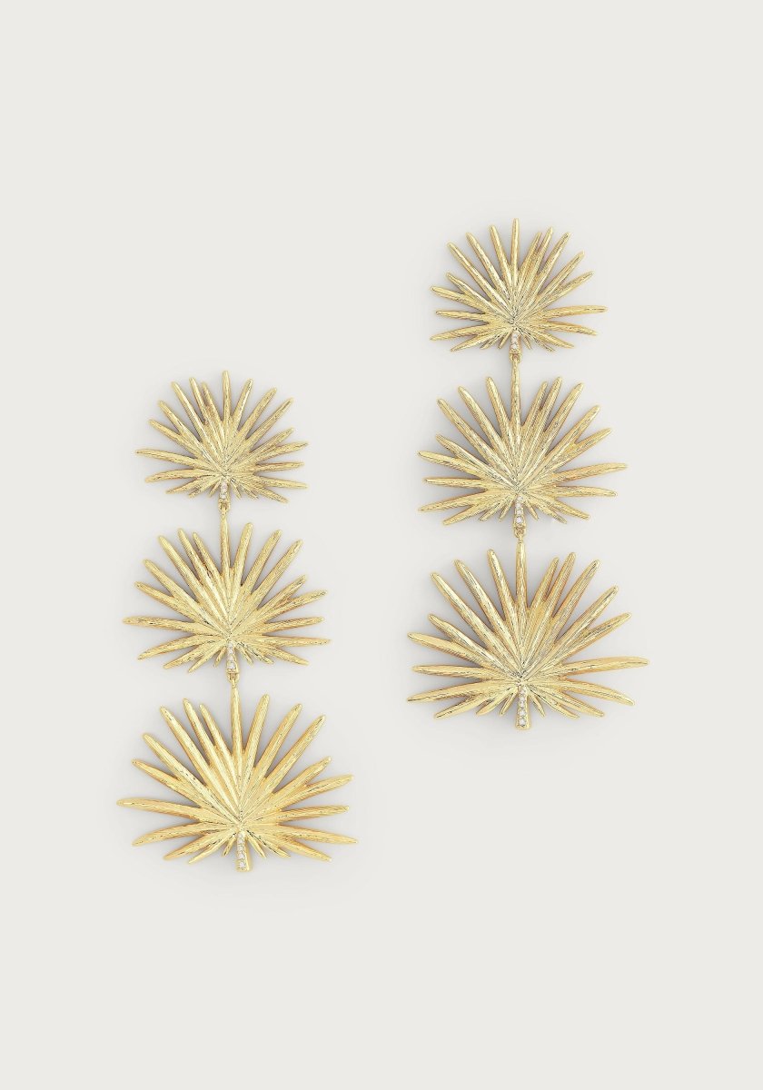 Triple Fan Palm Dangle Earrings - Anabel Aram
