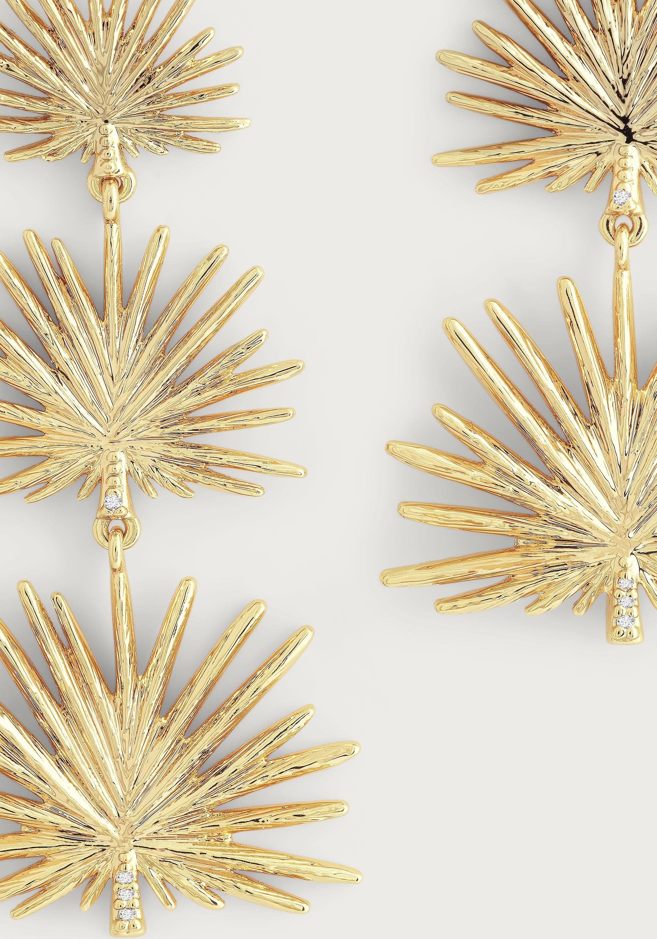 Triple Fan Palm Dangle Earrings - Anabel Aram