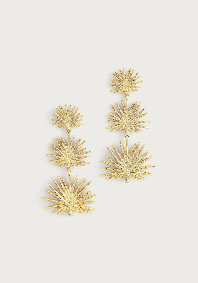 Triple Fan Palm Dangle Earrings - Anabel Aram
