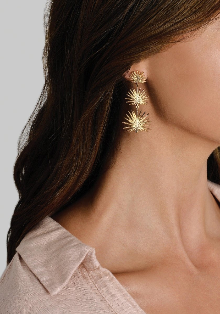 Triple Fan Palm Dangle Earrings - Anabel Aram