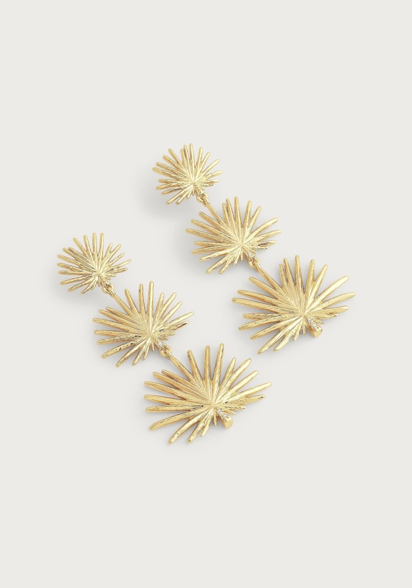 Triple Fan Palm Dangle Earrings - Anabel Aram